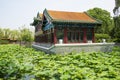 Asia China, Beijing, Longtan Lake Park, Summer landscape, Lotus pond, the marble boat